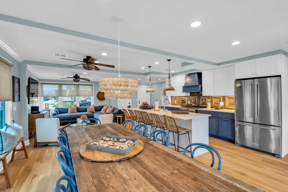 Unit 1:  Open Living Space, Dining & Kitchen View