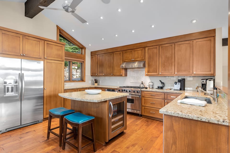 Open kitchen with island for extra space