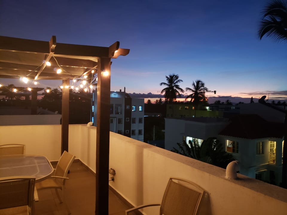 Sunset views from rooftop terrace 