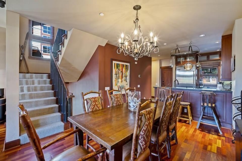 Dining just off kitchen for easy serving.