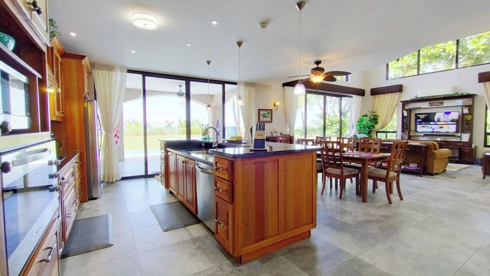 Kitchen, Dining room, and Living room