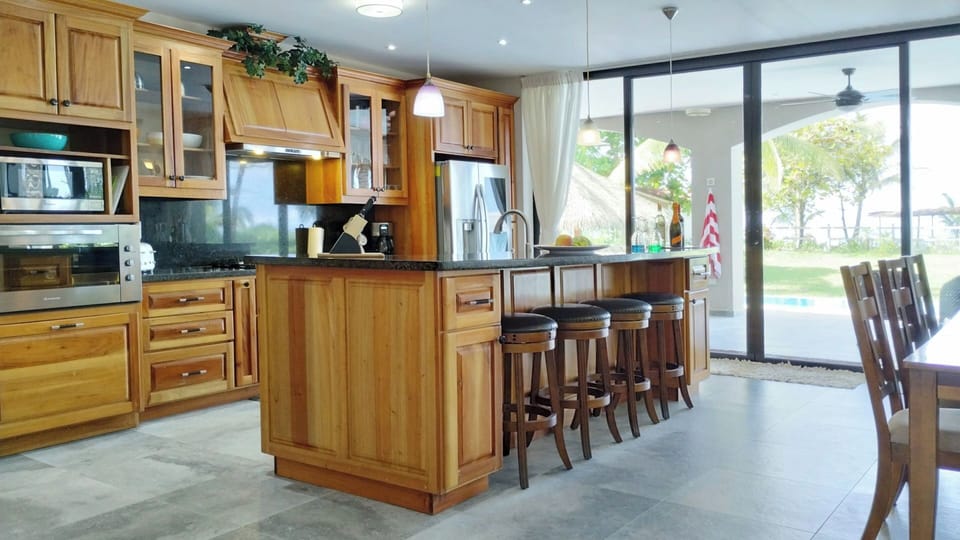 Kitchen and island seating area