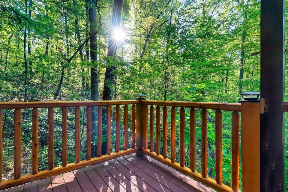 The peaceful views from the back decks are private and serene.