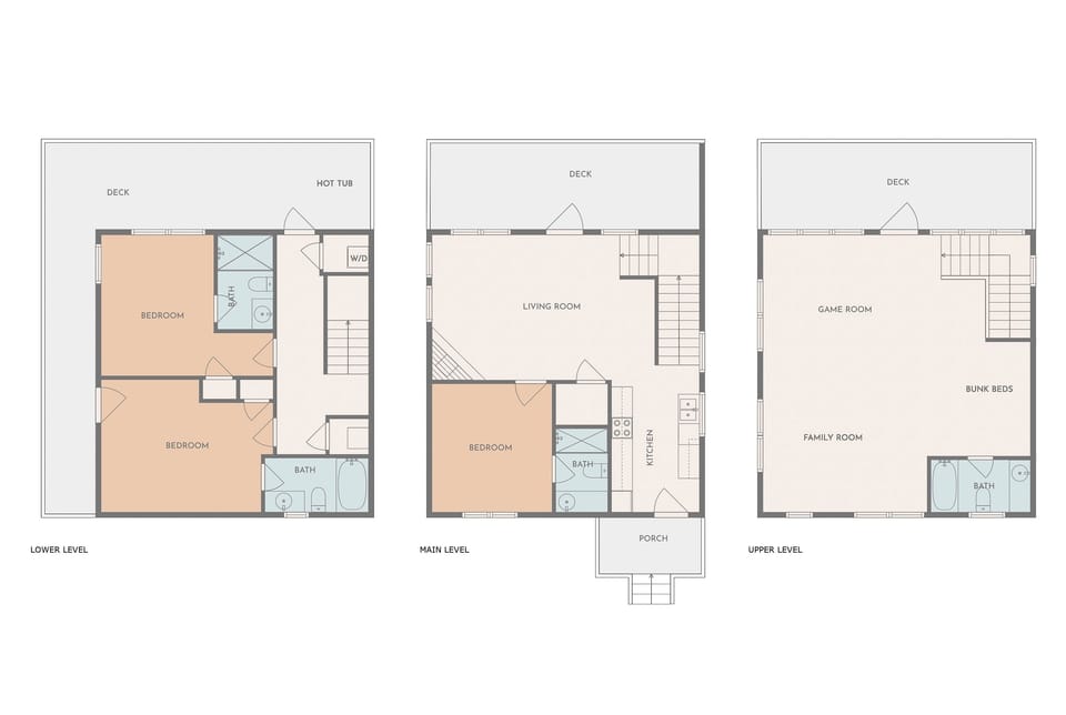 Cabin floor plan - There is plenty of room to spread out on three levels.