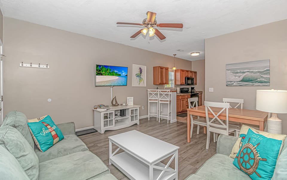 The living and dining rooms are perfect for family gatherings and guests.