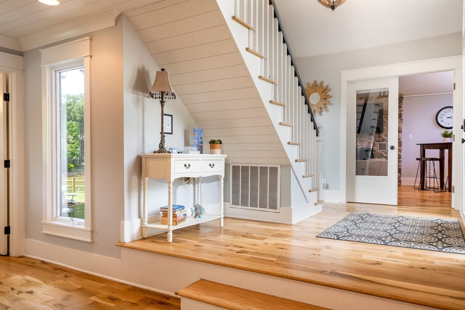Stairs up to bedroom level