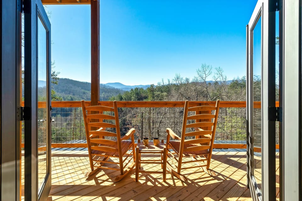 Enjoy your morning coffee with a beautiful view of the mountains