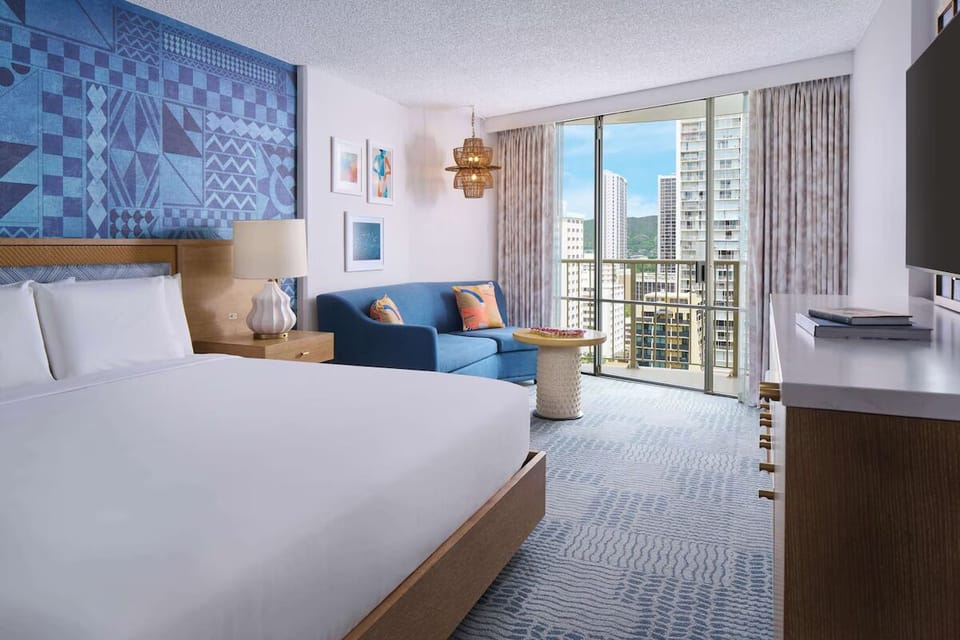 Relax in a bright retreat with lounge seating and views.