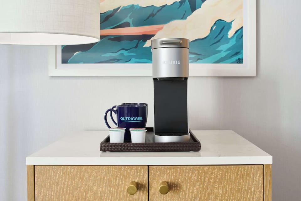 Brew fresh coffee anytime with an easy in-room setup.