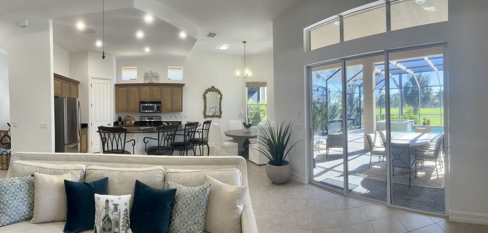 living room and kitchen/dining