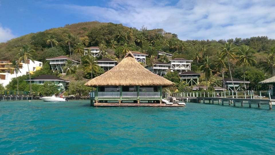 The Over Water Bungalow overlooks the beautiful lagoon of Bora Bora