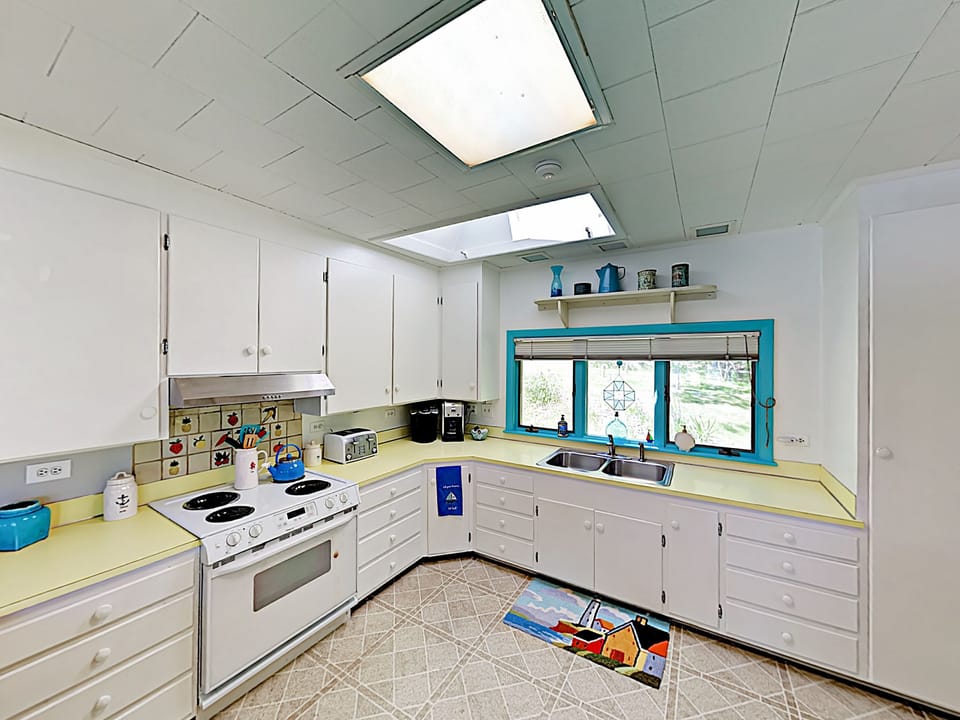 Kitchen is bright and sunny