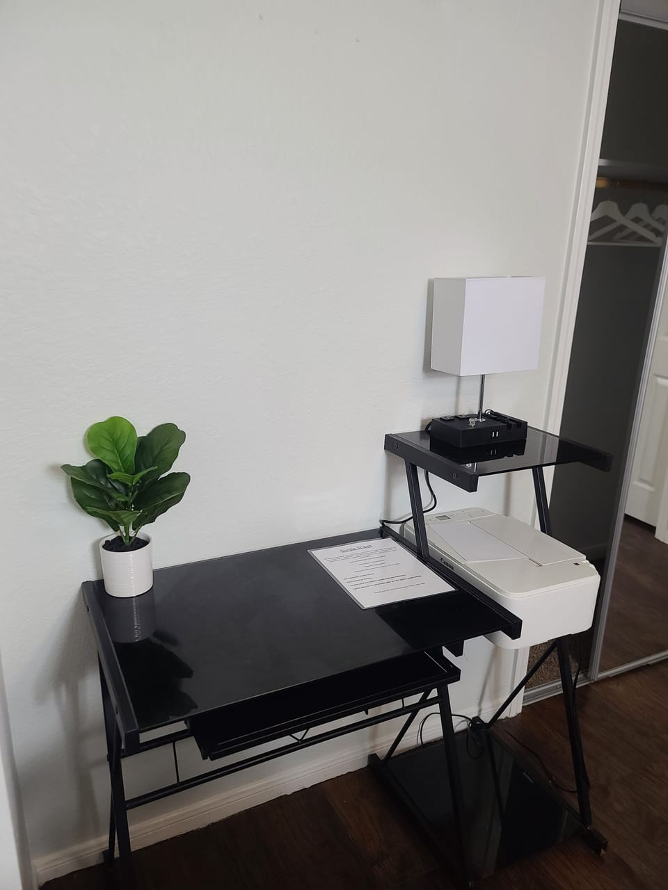 Desk with printer if you need to catch up on some work.