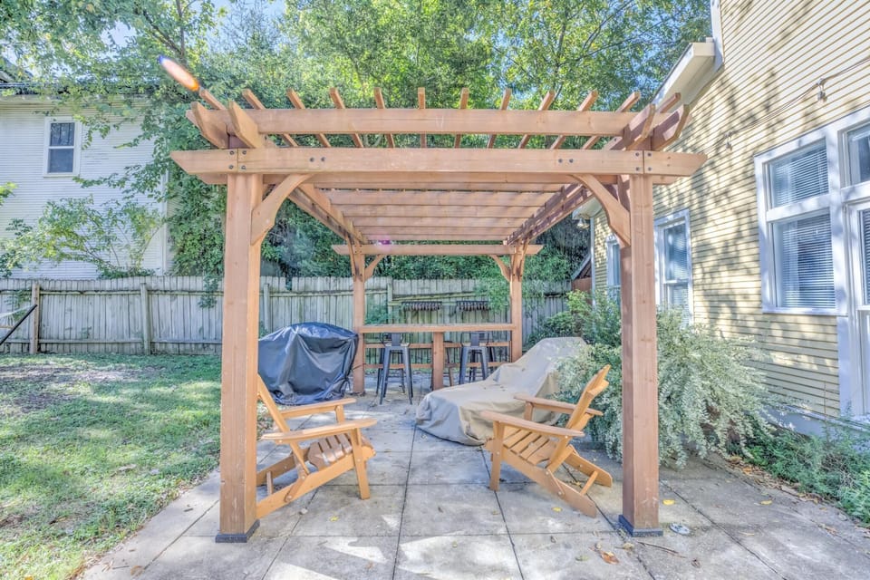 beautiful patio area, perfect for enjoying a morning coffee or happy hour drink!