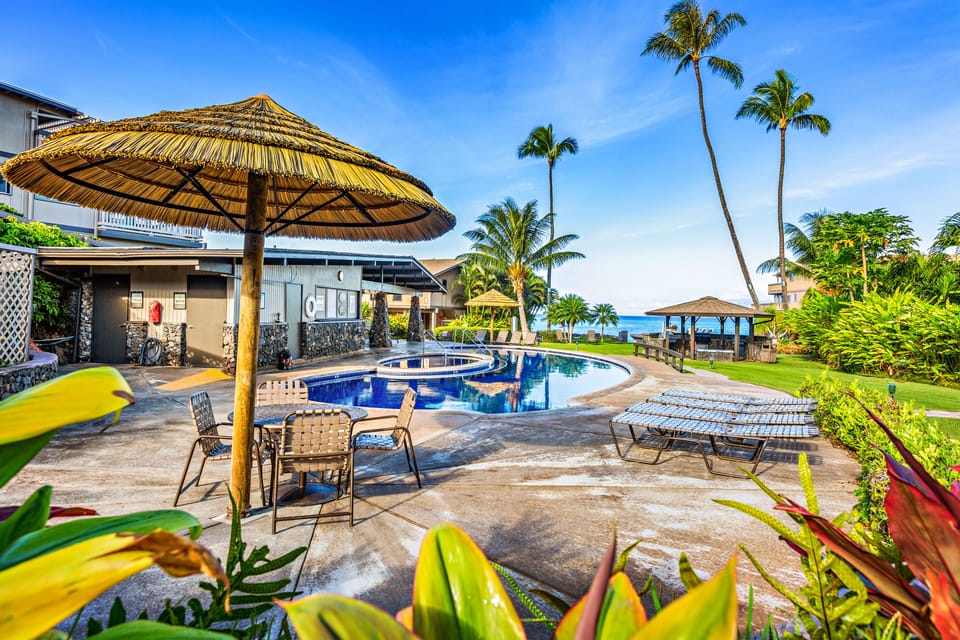 Stunning Hawaiian landscaping around the pool