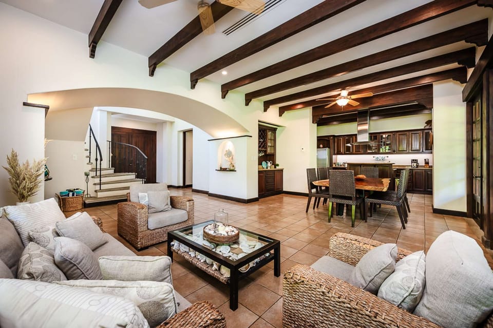 downstairs living room and dining area