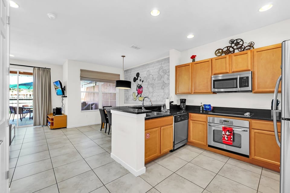 Kitchen overlooking dining room