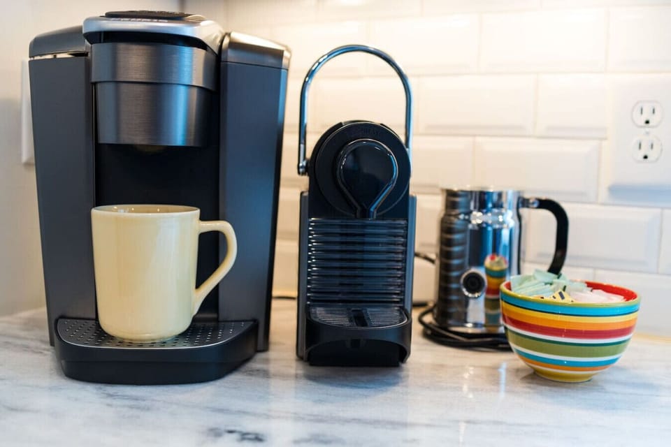 Coffee maker complementing kitchen style and modern convenience