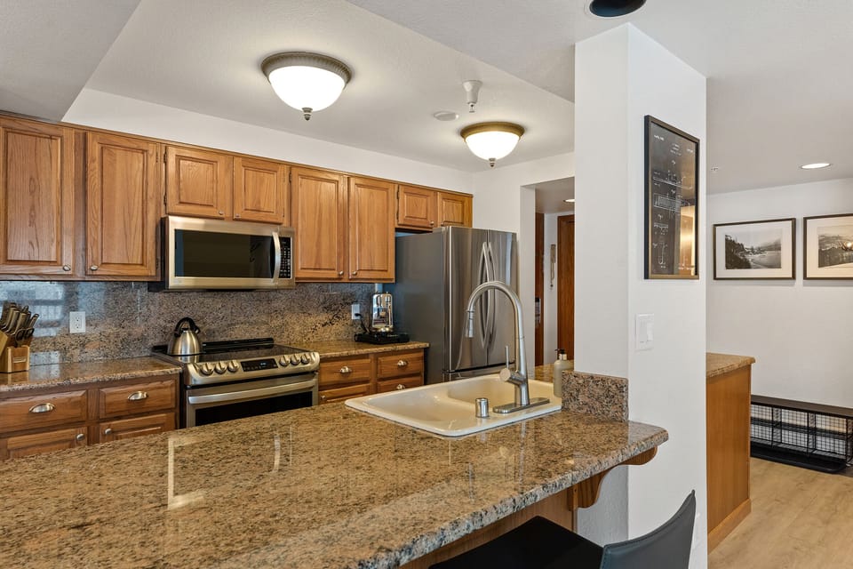Full size kitchen island with plenty of space to cook a meal!