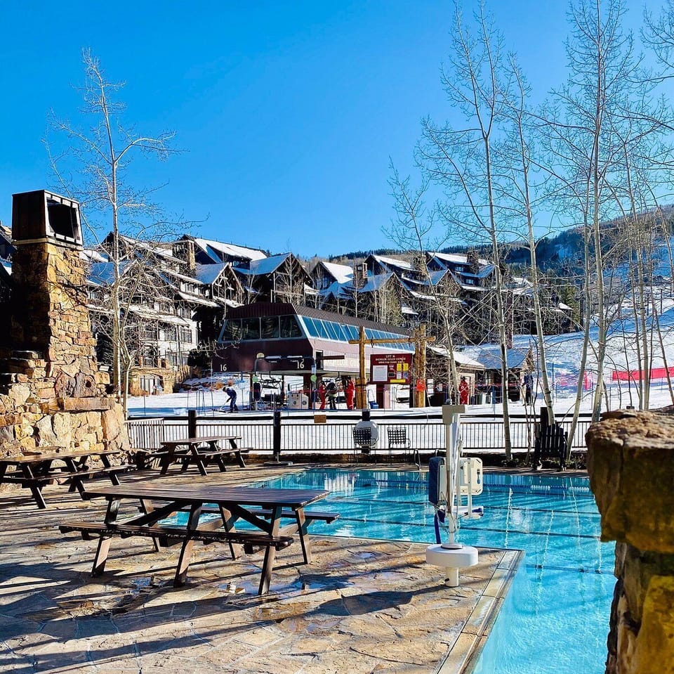 Adjacent ski lift and RitzCarlton Hotel and pool