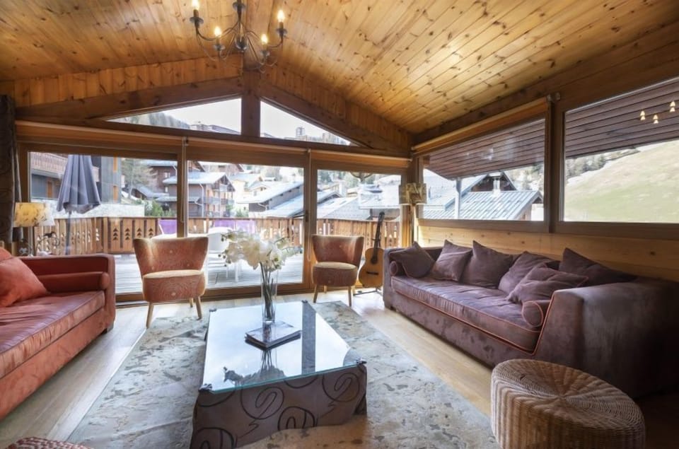 Kick back your feet and relax in the cozy living area.