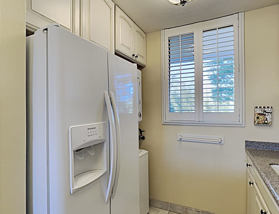 Spacious refrigerator as well as washer and dryer