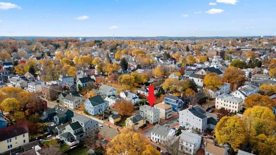 Aerial view, walking distance to downtown and the waterfront