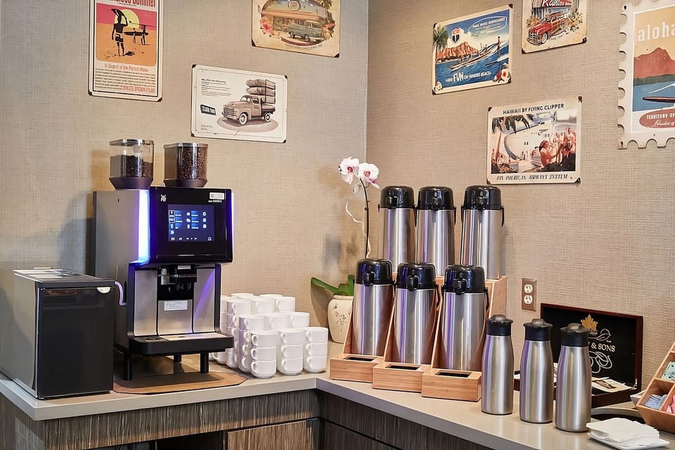 Fuel your day with fresh coffee and easy self-serve refills.