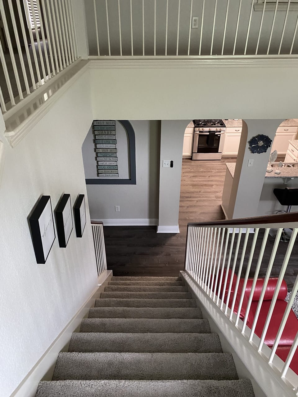 View coming down the stairs 