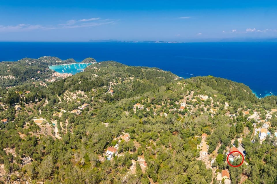 Aerial view showing location of villa