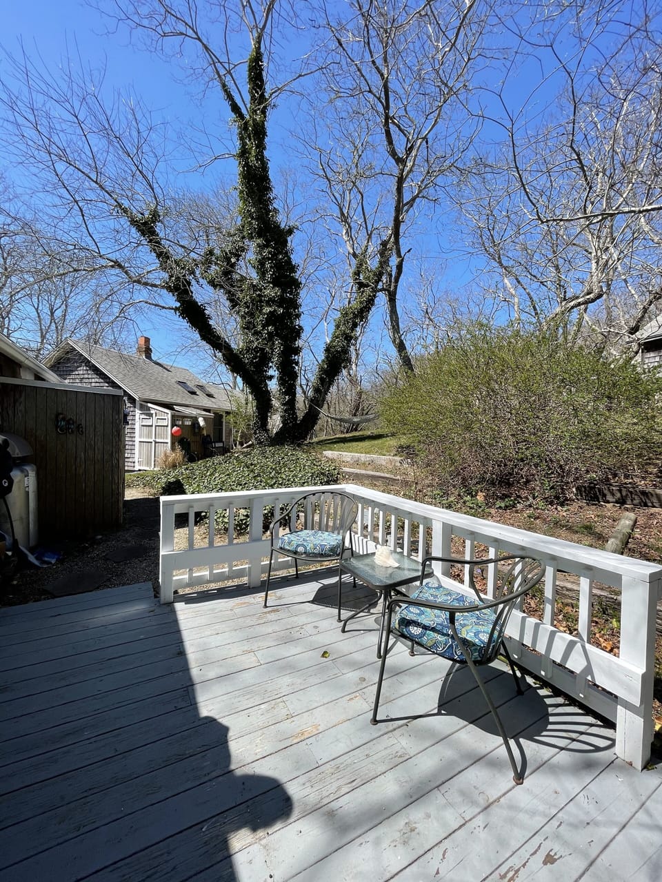 Back deck now equipped with new Weber grill and table and chairs for 4. 