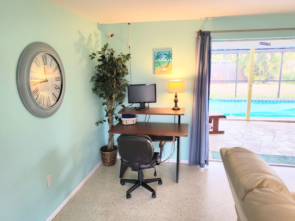 Optional work area with monitor, keyboard and mouse.