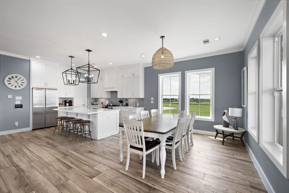 This dining area is located off the kitchen
