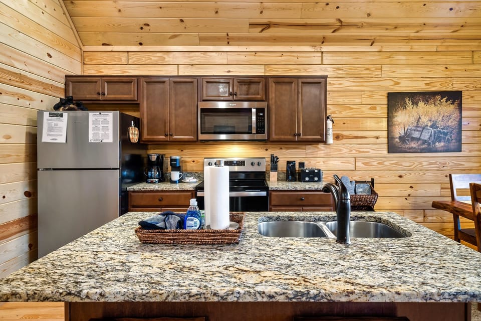 Kitchen island with extra seating.
