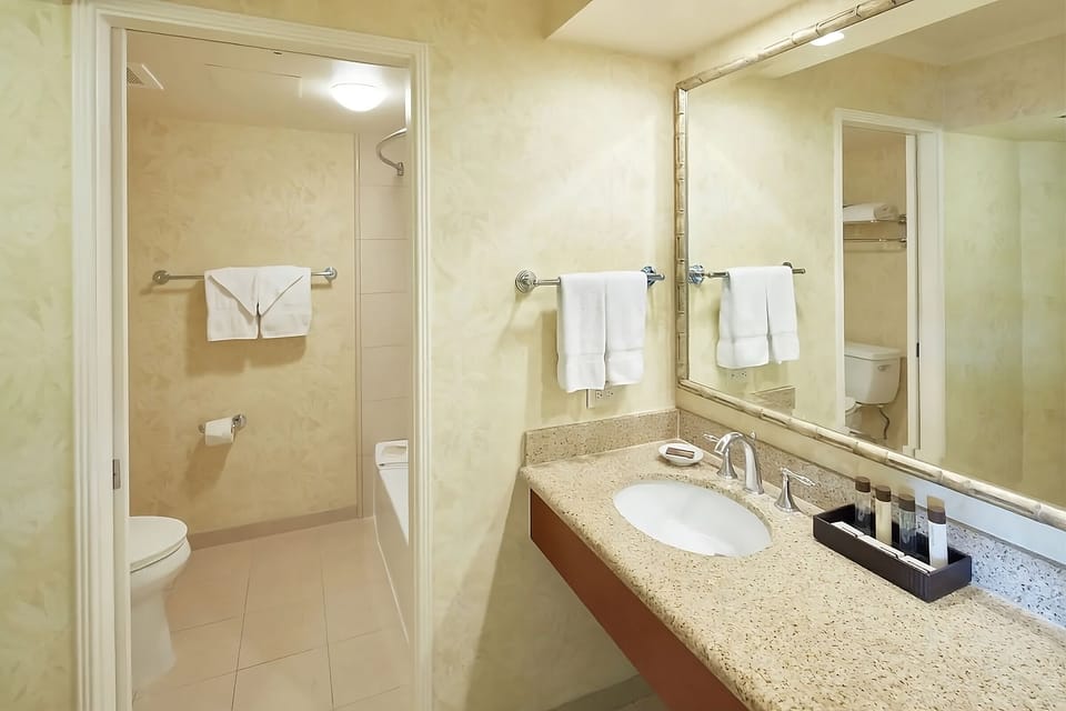 Refresh easily with a bright vanity and fresh towels