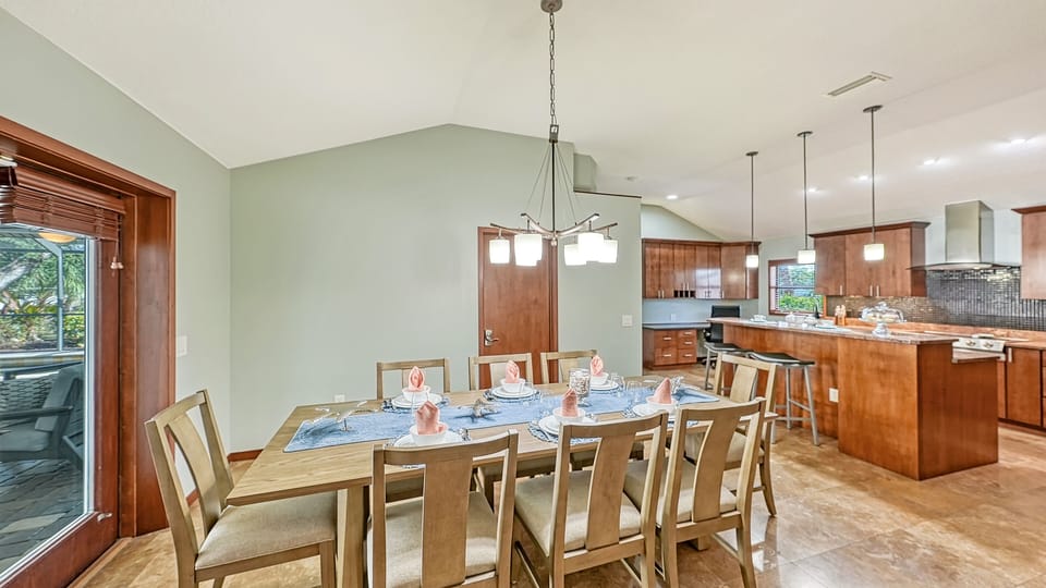 Dining area with seating for eight.