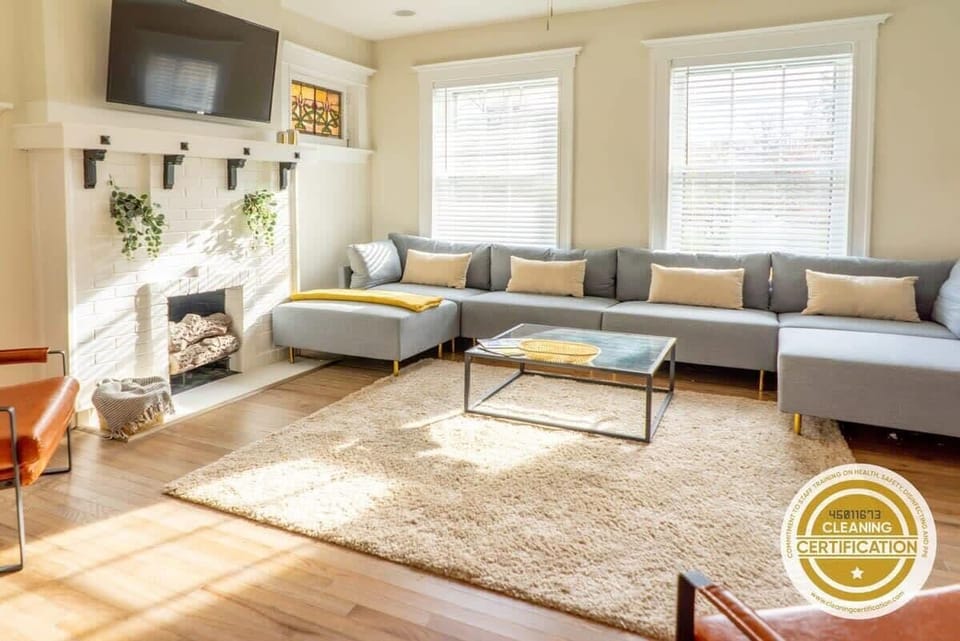 The living room is ideal for a cozy family gathering.