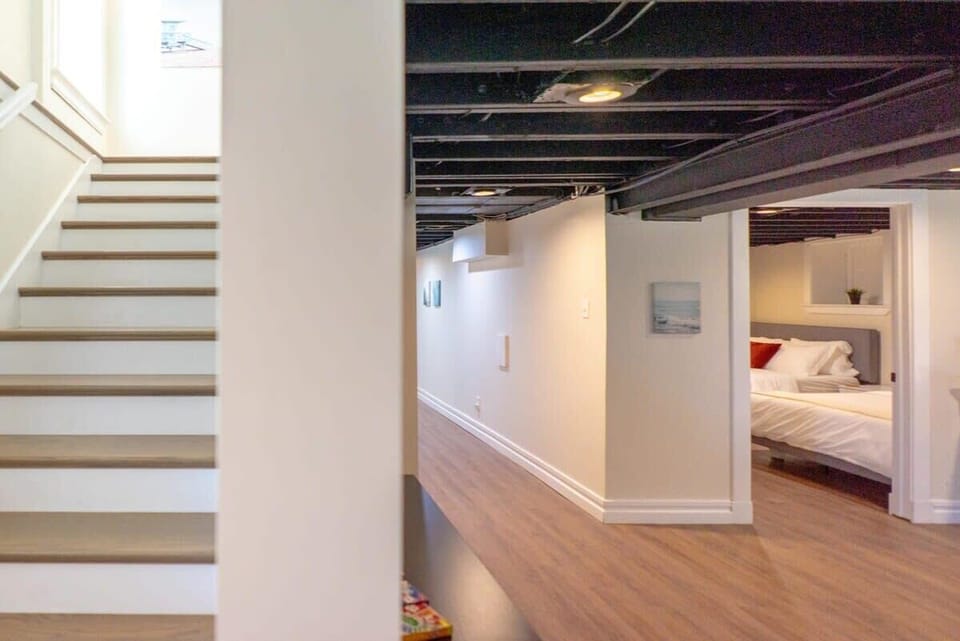 Stairwell to the finished basement