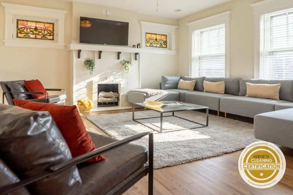 The living room is ideal for a cozy family gathering.