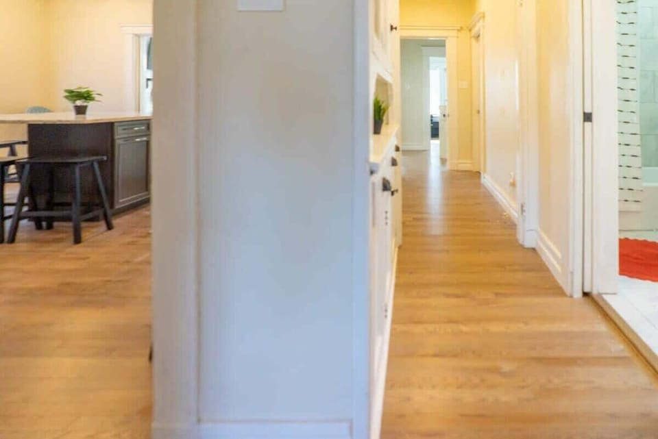 Convenient restroom just across from kitchen and dining