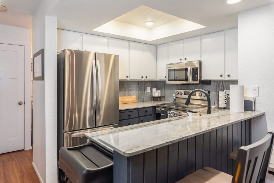 Fully stocked kitchen, with new appliances
