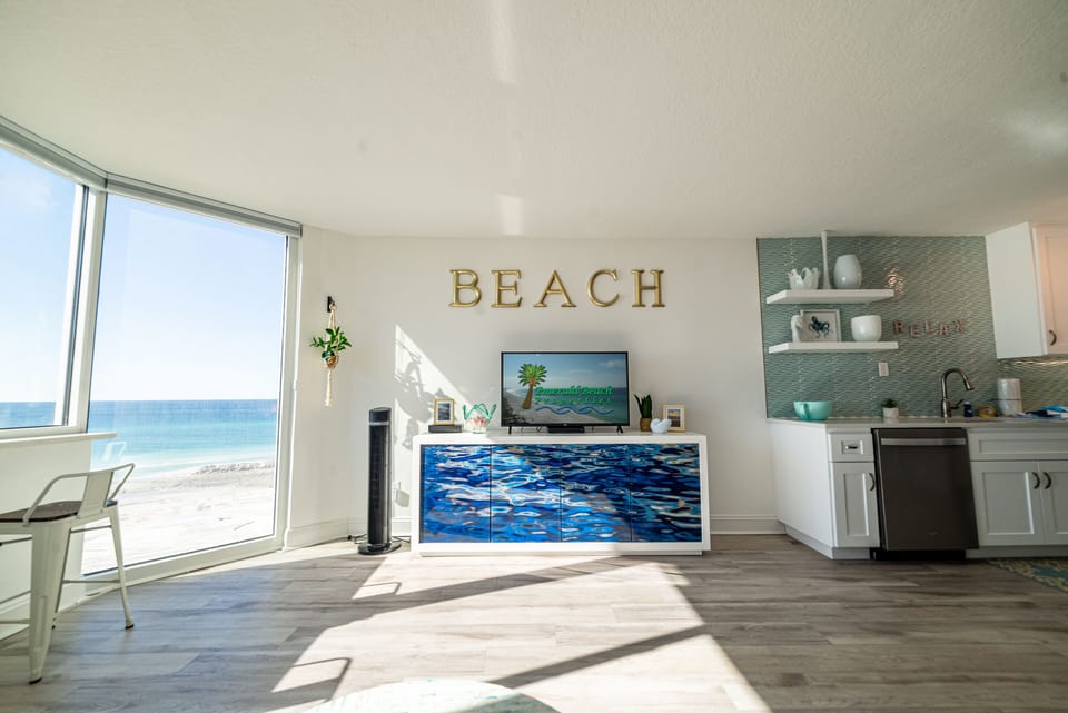 Large flat screen TV for your viewing pleasure