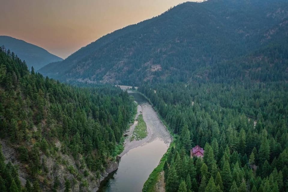 Blackfoot river w/ home (aerial) 