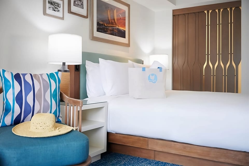Sink into plush bedding and drift off in calm comfort.