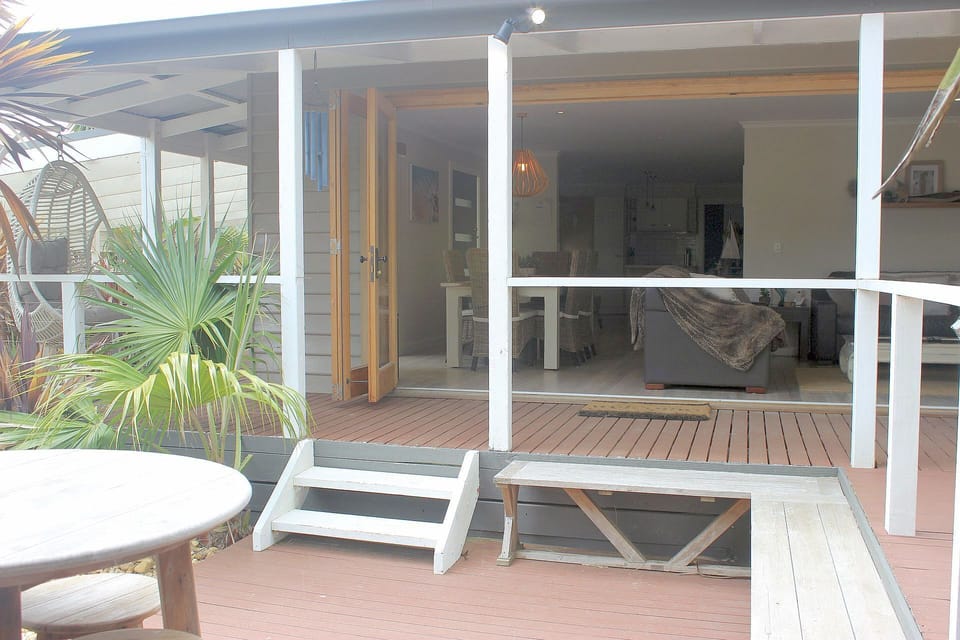 Front balcony looking to open plan living, dining & kitchen