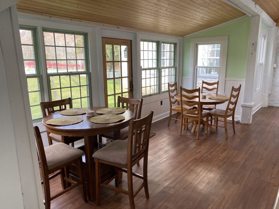 Enjoy your morning coffee or tea in the bright sunroom