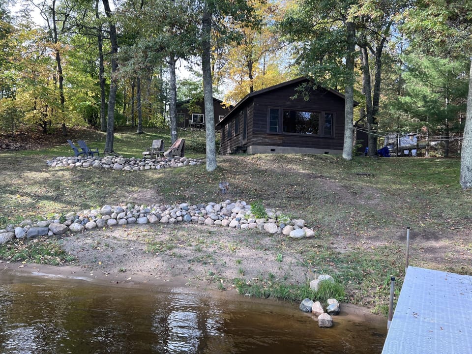 View of cabin from lake
