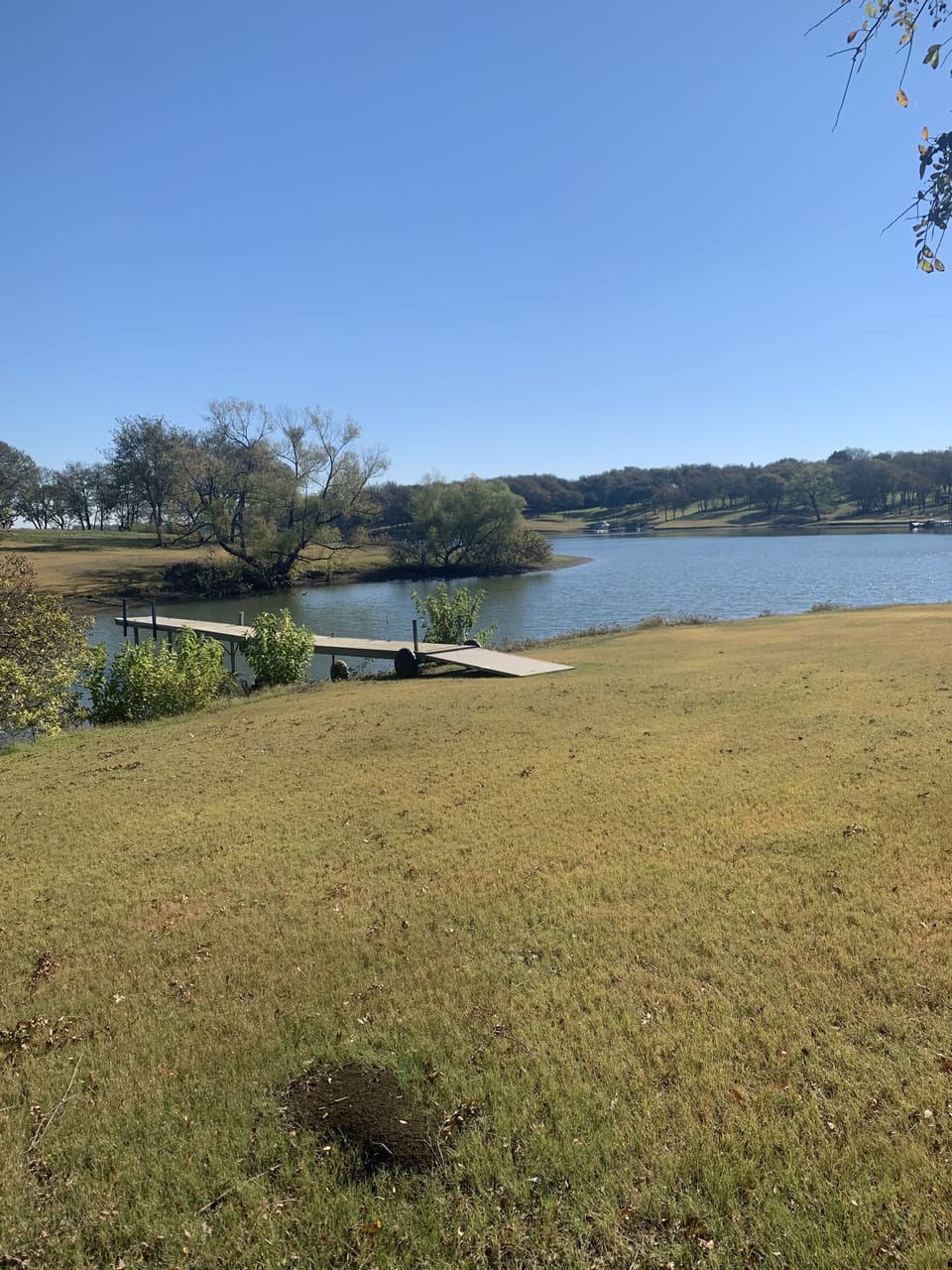 Our dock on our lot that backs up to lake Lewsiville 