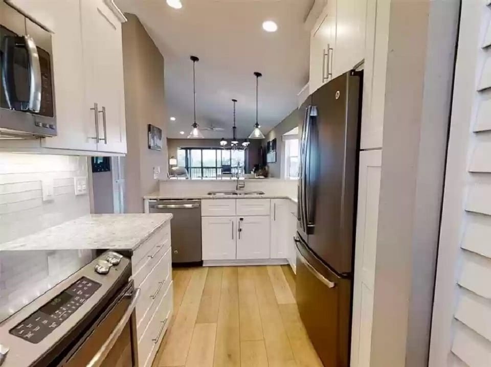Kitchen with a view of the water
