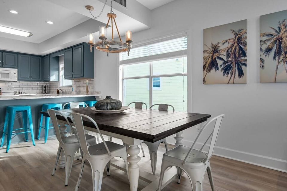 Share meals in a light-filled dining space
